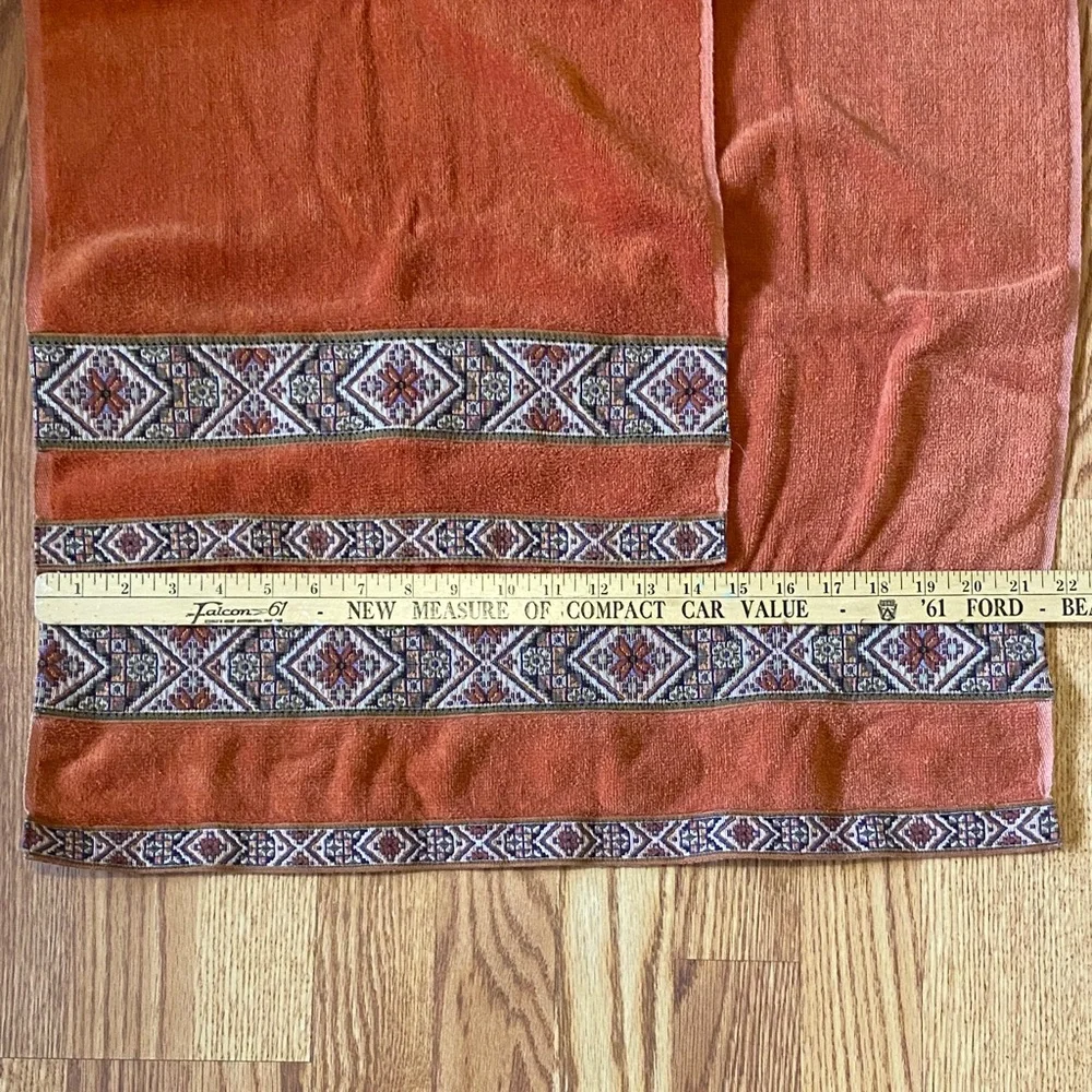 Vintage Martex Orange Tapestry Patterned Bath and Hand Towel